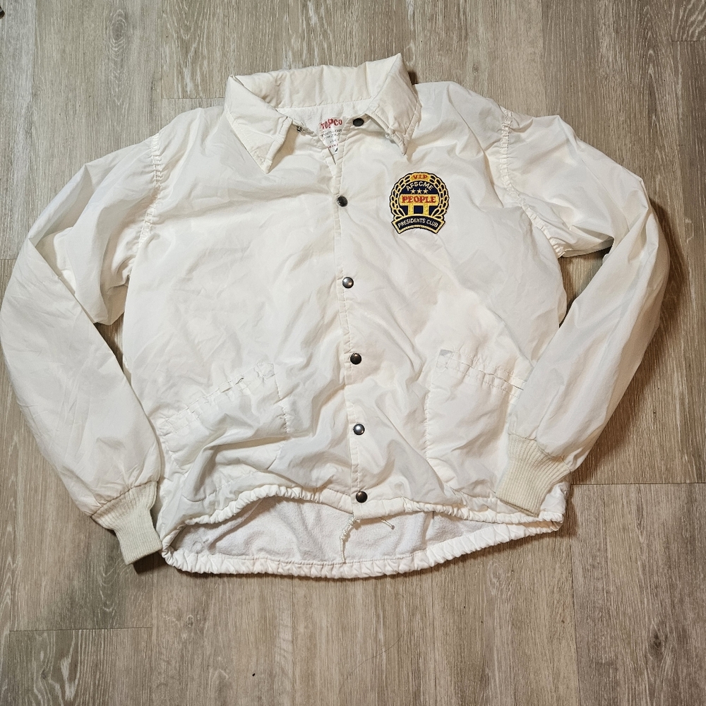 VTG AFSCME Union VIP Presidents Club Button Windbreaker White TOPCO Size L